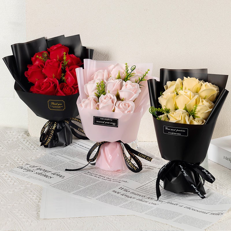 Ins Style Valentine'S Day Mother'S Day Gift 9 Roses Soap Flower Holiday Souvenir Simulated Rose Bouquet - Image 2